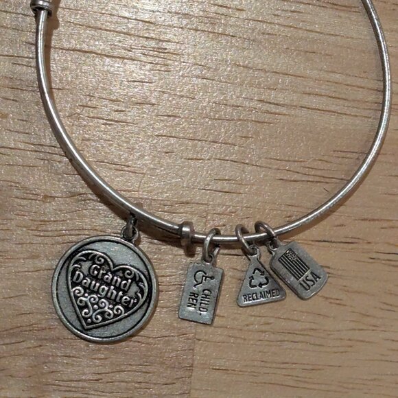 Alex and Ani Silver Tone Granddaughter Adjustable Bangle Bracelet - Picture 1 of 3